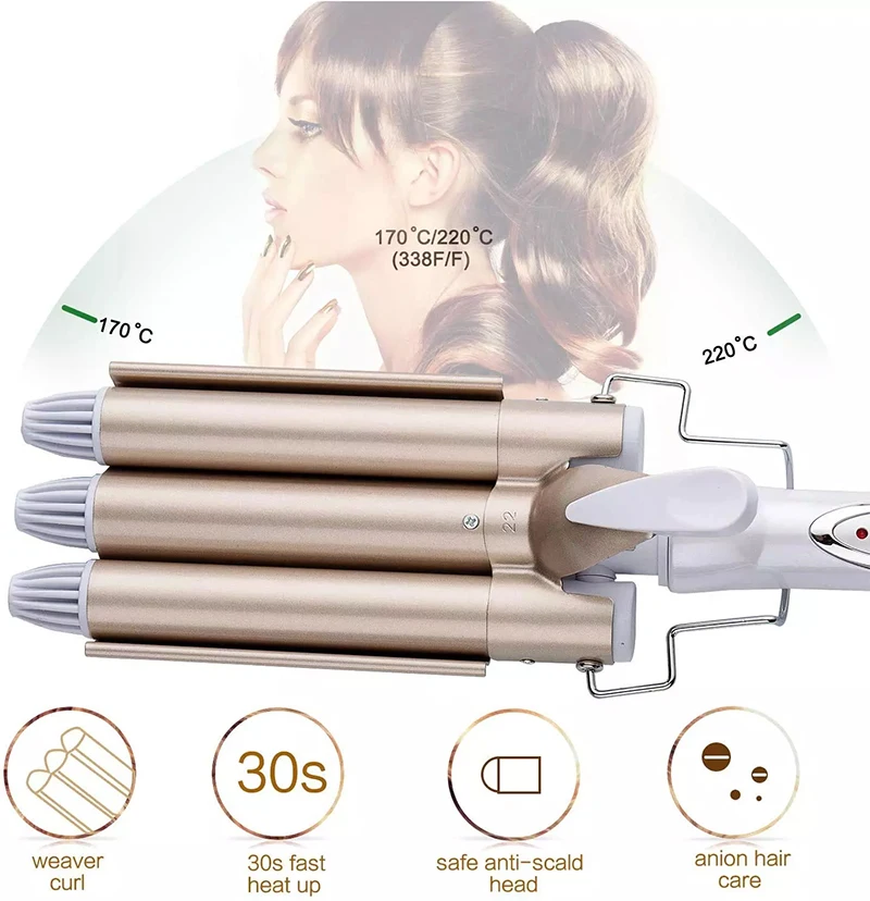 Corrugation Curling Iron Triple Curling Iron Ceramic Styler Professional Hairdressing Tool Hair Straightener Electric Hair Style