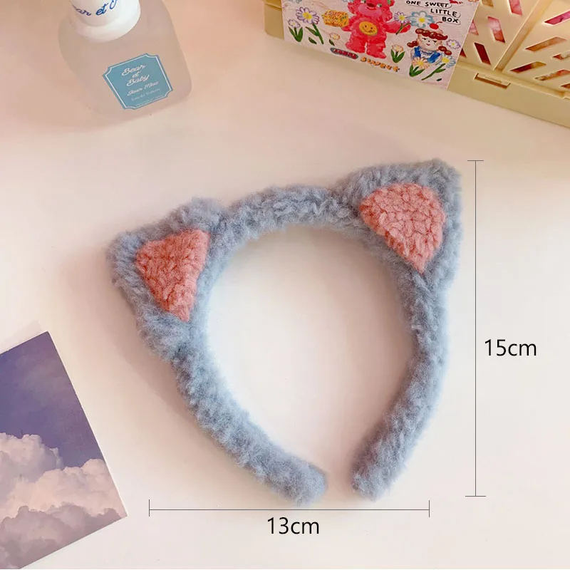 Cute Cat Ears Hairband  Women Girl Cosplay Hair Hoop Winter Soft Wool Headband Anime Party Hair Bands Face Wash Makeup Headwear