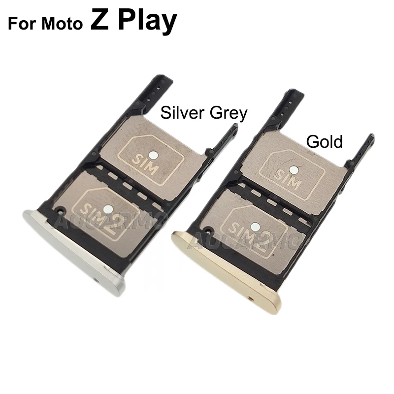 Aocarmo per Motorola Moto Z Play XT1635 Dual SIM Card Tray MicroSD Slot Holder parti di ricambio