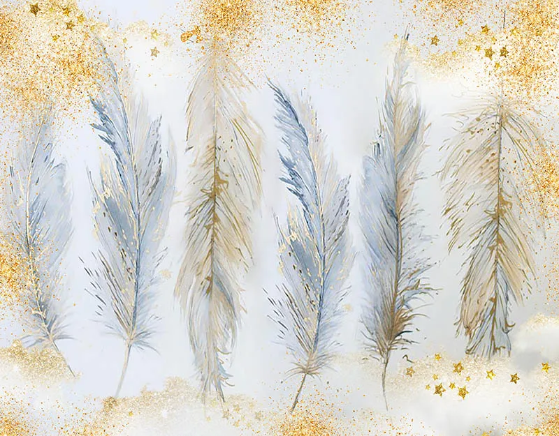 Mehofond Newborn Feather Gold Sands Photography Backdrops Child Baby Shower Decorations Vinyl Background Photo Studio Photocall