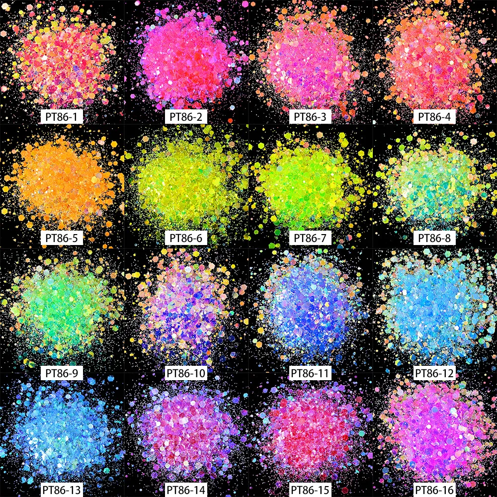 50 gr/beutel Holographische Gemischte Sechseck Form Chunky Nagel Glitter Pailletten Sparkly Flakes Scheiben Maniküre Körper/Auge/Gesicht Glitter TCF2335 – Detail 12