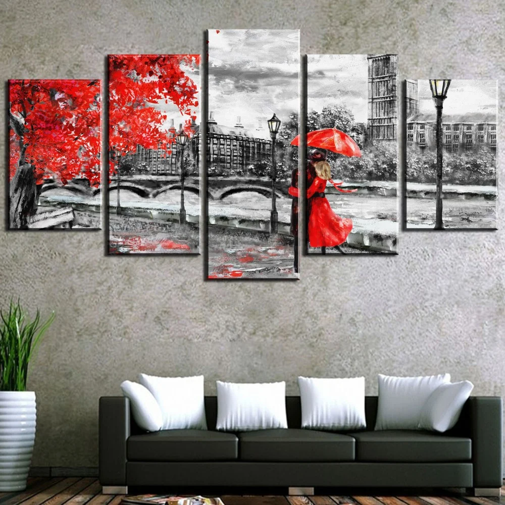 

London Clock Tower Canvas Wall Art Pictures, Love Way Paintings, Home Decoration, Living Room Framework, 5 Panel