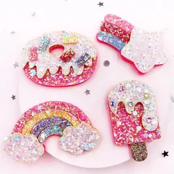 Felt Fabric Glitter Rainbow Meteor Popsicle Doughnut Applique Wedding DIY Sewing Patch Hair Bow Accessories DIY Craft Supplies