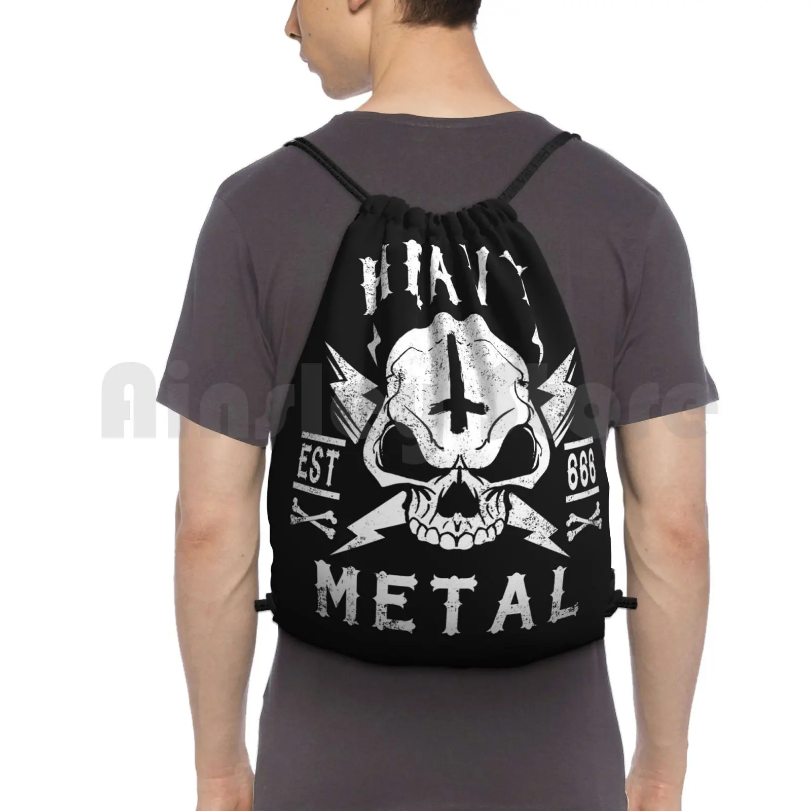 Heavy Metal Backpack Drawstring Bag Riding Climbing Gym Bag Death Metal Heavy Metal Thrash Metal Metal Music Music Band