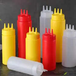 3 Holes 800ML Twist Cap Squeeze Bottle Food Grade Plastic Ketchup Mustard Mayo Sauces Olive Oil Bottles Kitchen Gadgets