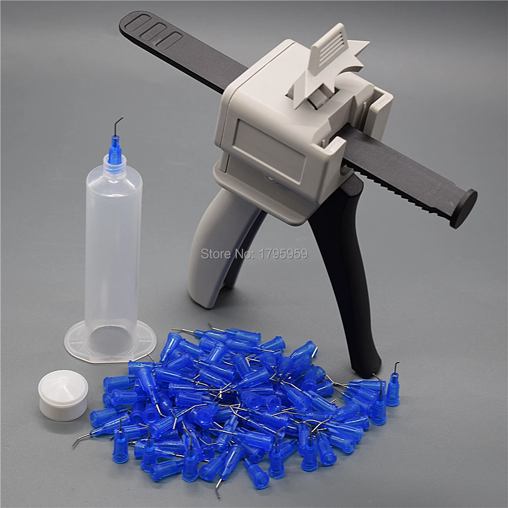 100pcs punte dell'ago di erogazione piegate 22G e 30cc barilotto della siringa dell'erogatore della colla con la pistola per calafataggio adesiva UV 30ml pistola per colla manuale