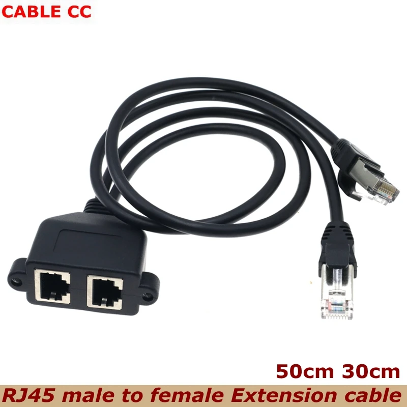 50cm 8Pin RJ45 Extension Cable 2 Male Pair Double Female Screw Panel Mounting Hole Ethernet Lan Network CAT5 Network Cable