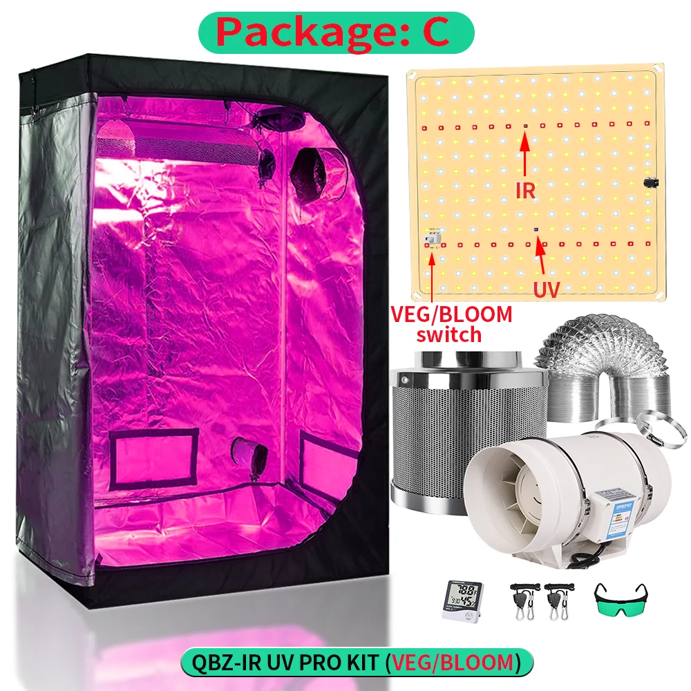 Indoor Hydrocultuur Groeisysteem LED Plant Kweeklampen Kweektent Kamer Complete Kits Koolstoffilter Combo Meerdere Grootte Kas