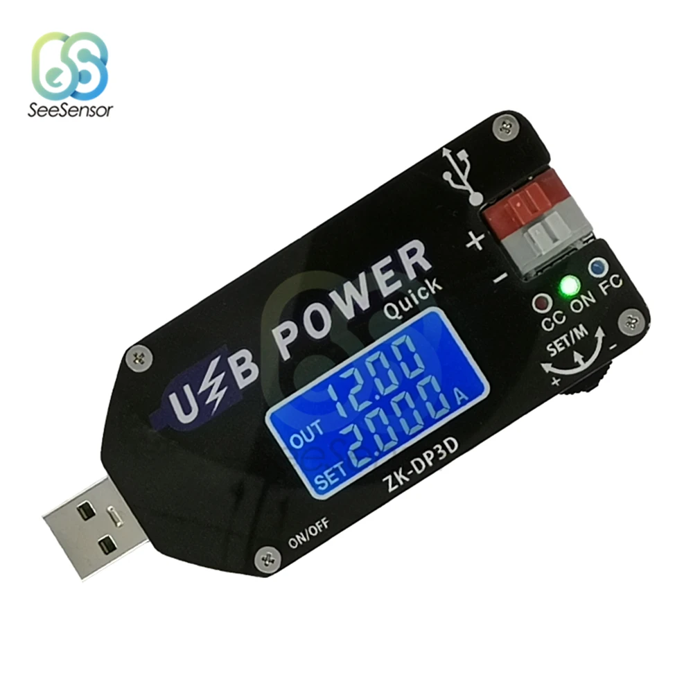 Digital Control USB Adjustable Power Supply Module Constant Voltage Constant Current Mobile Boost Line Fan Speed Controller 15W