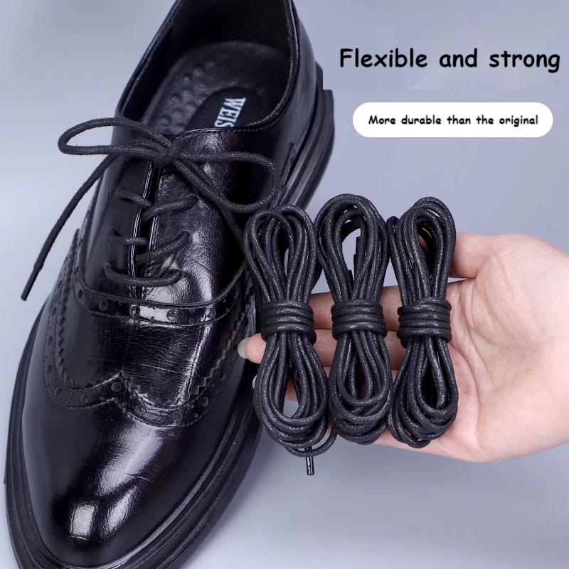 Cotton Waxed Shoe laces Round Leather Shoelaces for Oxford Boots Waterproof Shoelace 60/80/100/120/140/180cm individual package