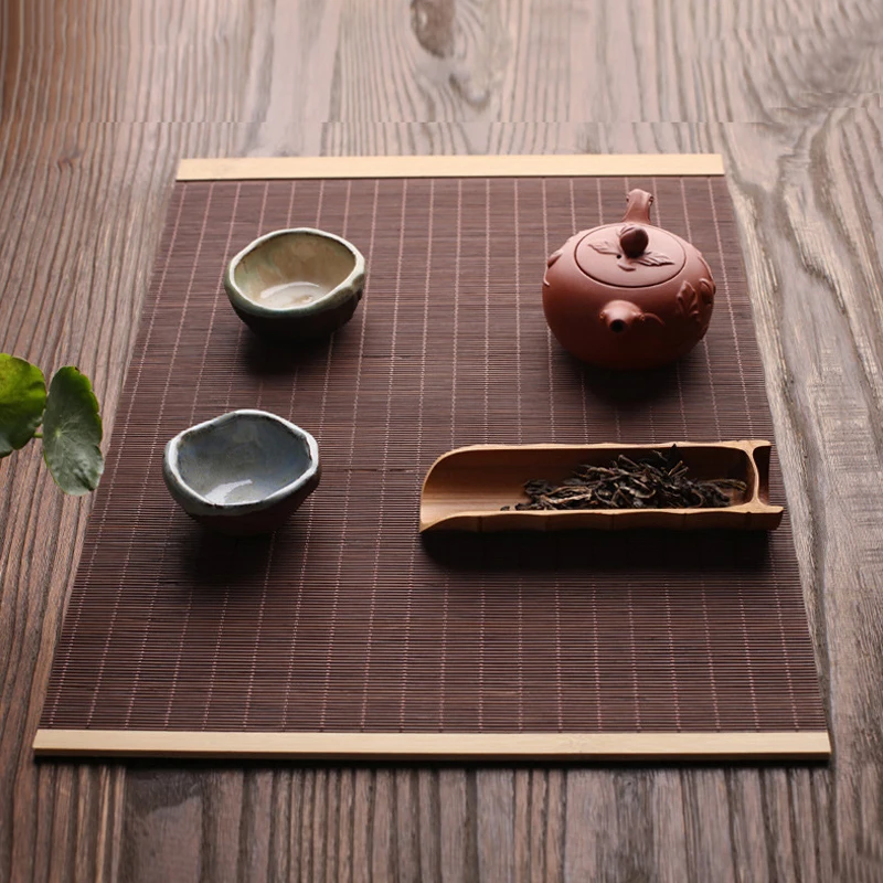 Natural Bamboo Table Mat Tea Dining Hot Insulated Pad Table Runner Japanese Style Woven Placemat Cafe Restaurant Decor Coaster