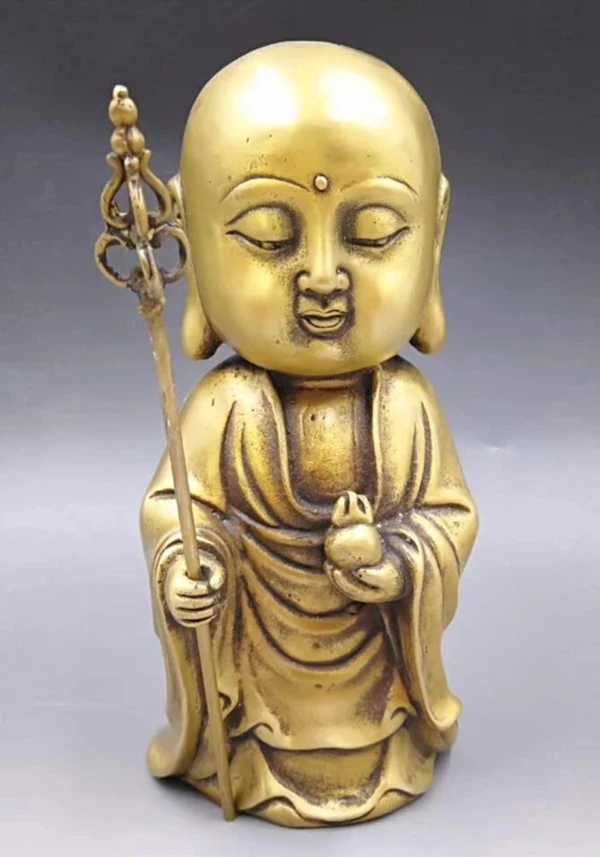 

Chinese Hand Carved brass Young monk Buddha Statue