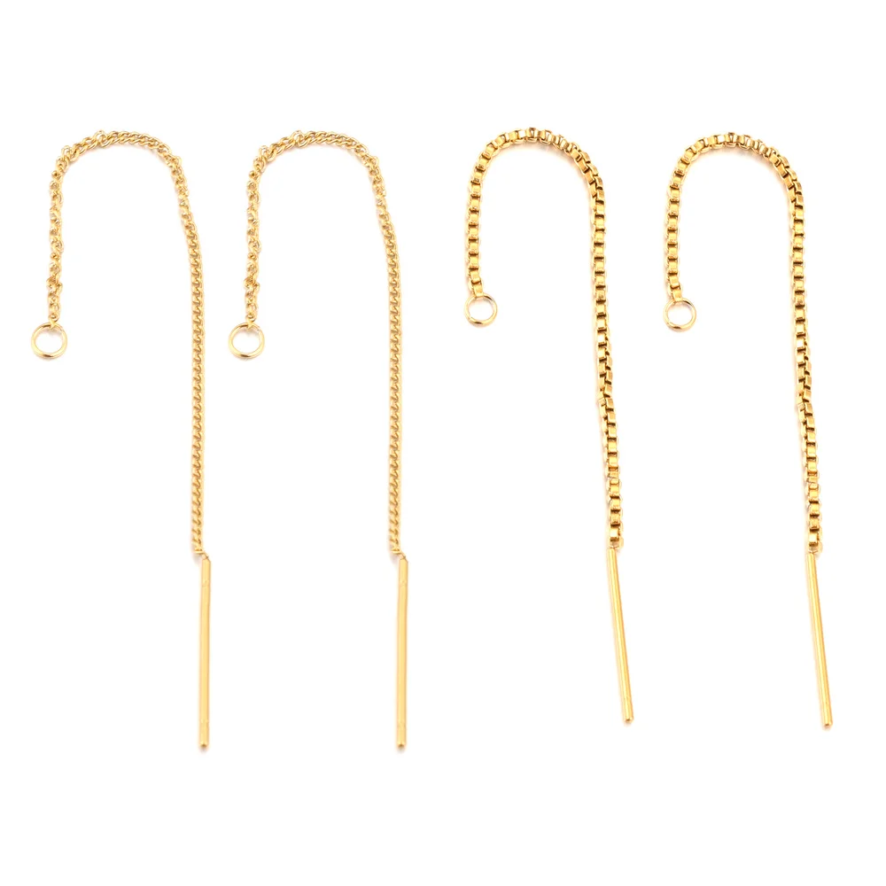 10 sztuk ze stali nierdzewnej 8/13cm długi łańcuszek z frędzlami spadek naklejka zwisają spadek kolczyki linia uszu kolczyki łańcuszek dla Diy tworzenia biżuterii