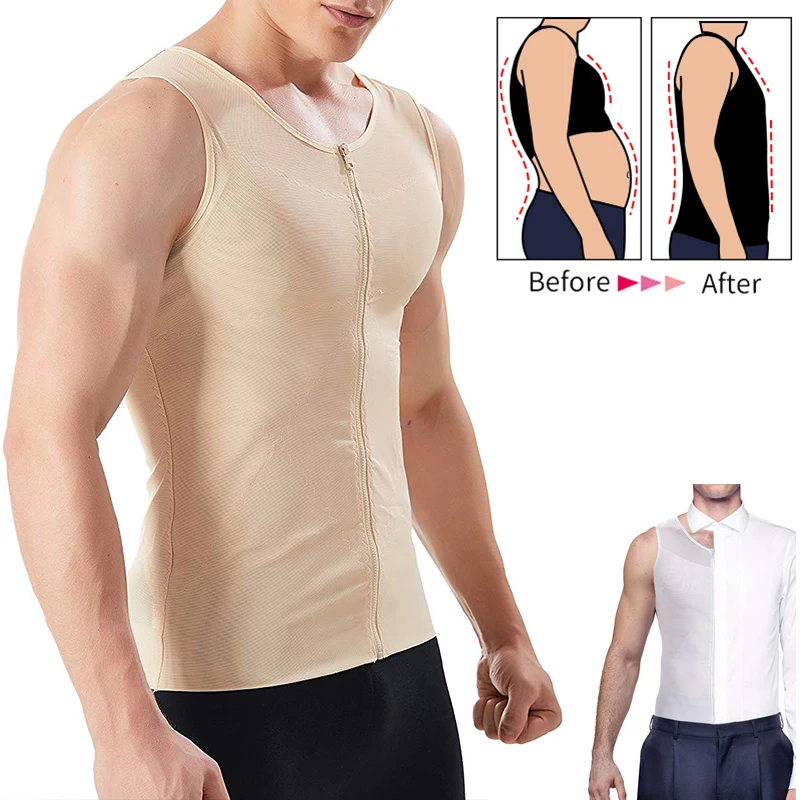 Mens Slimming Body Shaper Gynecomastia Compression Shirts Tummy Control Shapewear Waist Trainer Chest Abs Slim Vest Male Corset