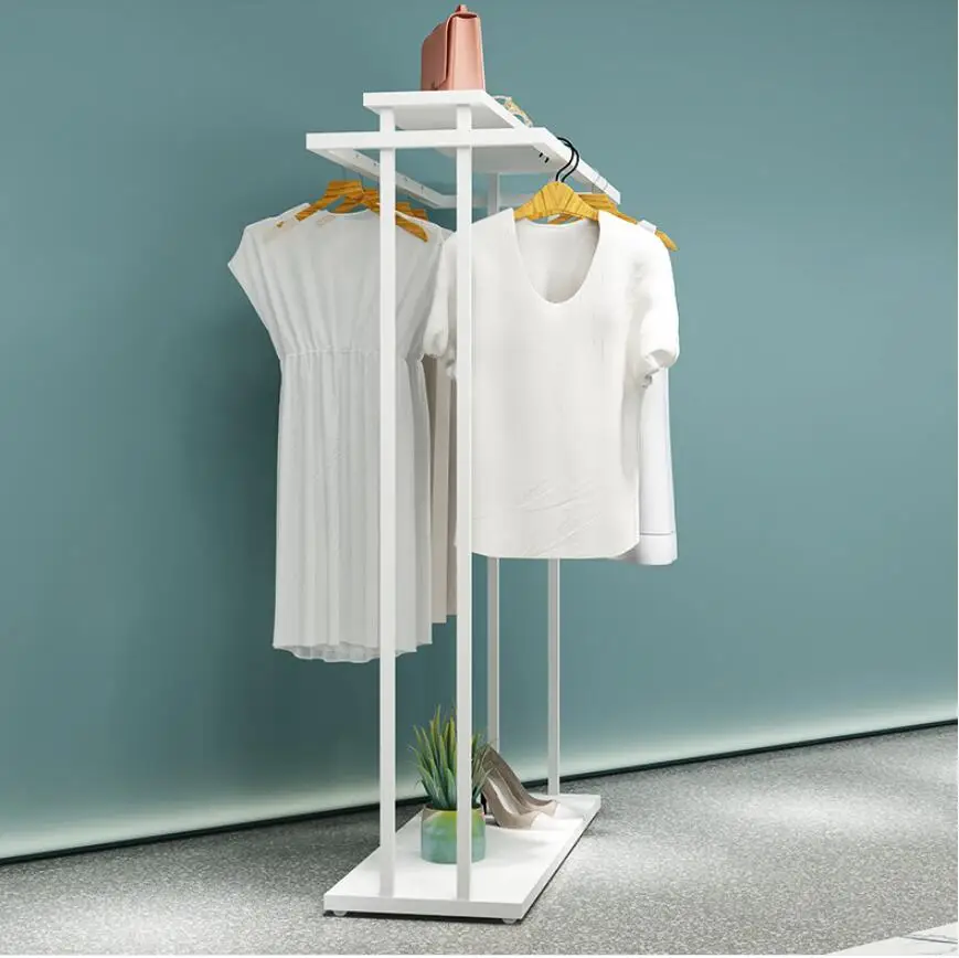 Clothes store display rack Zhongdao double bent floor-to-floor clothes rack wrought iron shelves