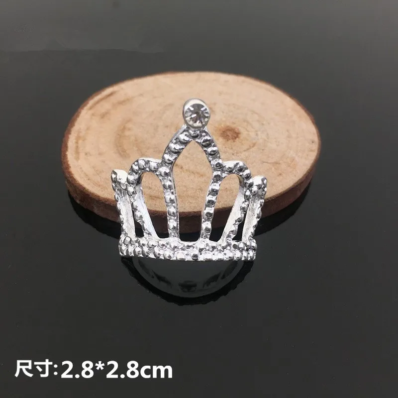 5pcs Fashion Alloy Crown Flatback Rhinestone Buttons for Jewelry Accessories 28mm