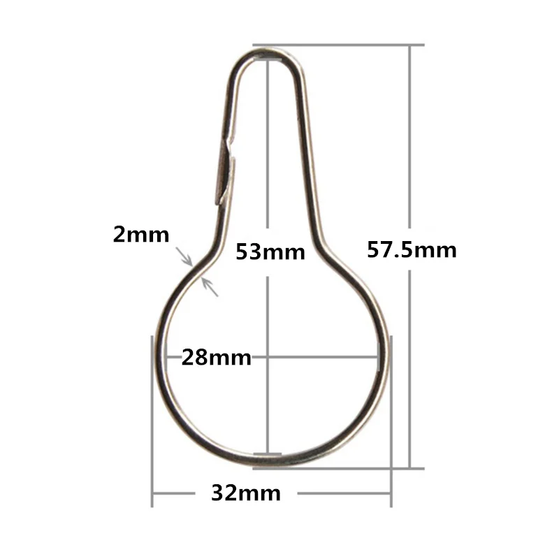 12pcs Curtain Open Gourd Rings Iron Carabiner Keychain Clip for Shower Window Curtains Hook Accessories Bath Curtains Rods Clamp