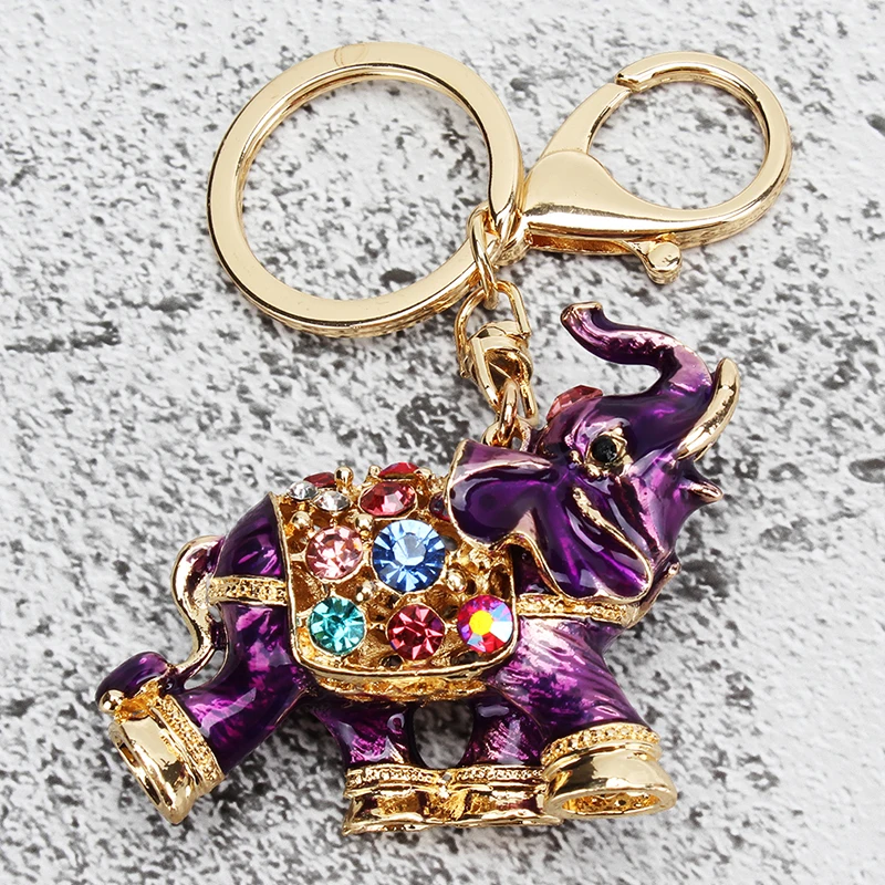 Rhinestone Elephant Keychain Car Key Holder Drop Women Bag Ornaments Pendant Small Gift