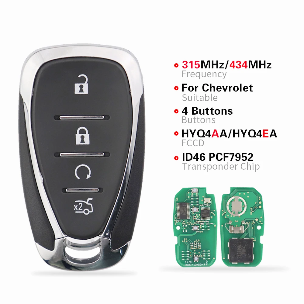 YIQIXIN 4 Button Smart Remote Car Key For Chevrolet Cruze Camaro Malibu Traverse Volt Equinox Sonic Trax Trailblazer Blazer ID46