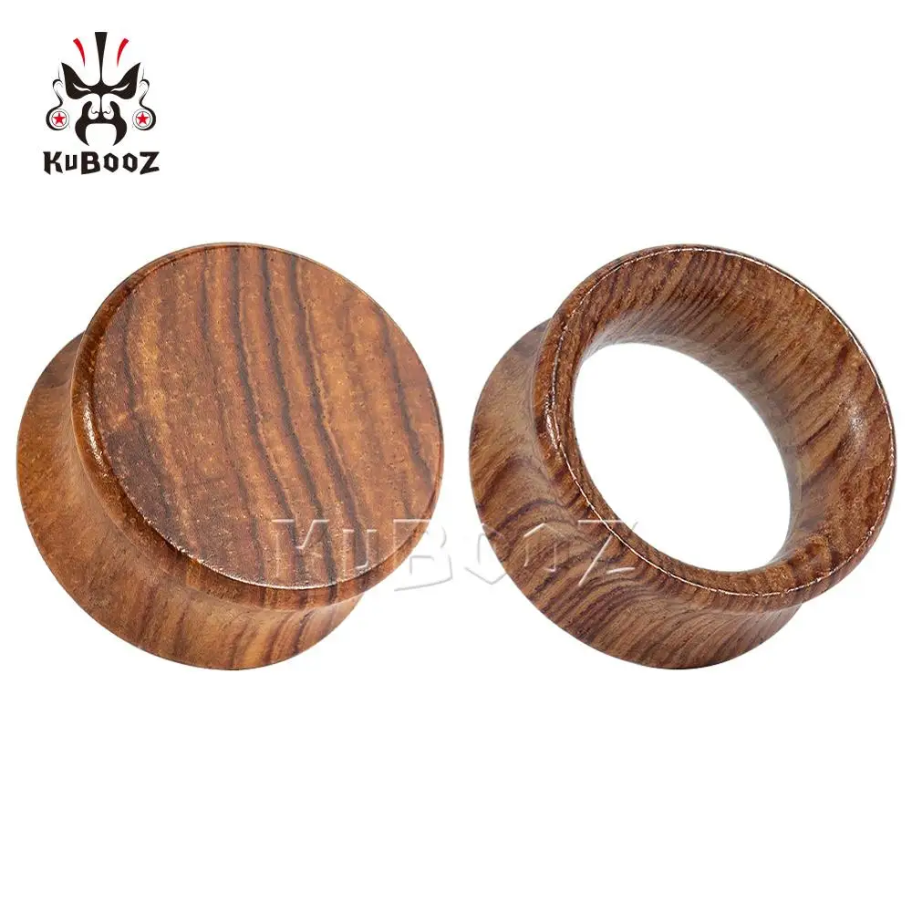 Kubooz Newest Style Design Horn Flat Wood Ear Piercing Plugs Stretchers Earring Tunnels Gagues Body Jewelry Gift