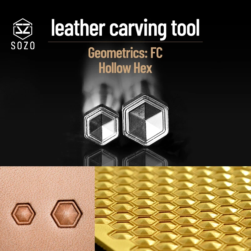 

SOZO FC Hollow Hex Leather Work Stamping Tool Carving Pattern 304 Stainless Streel Stamps Printing