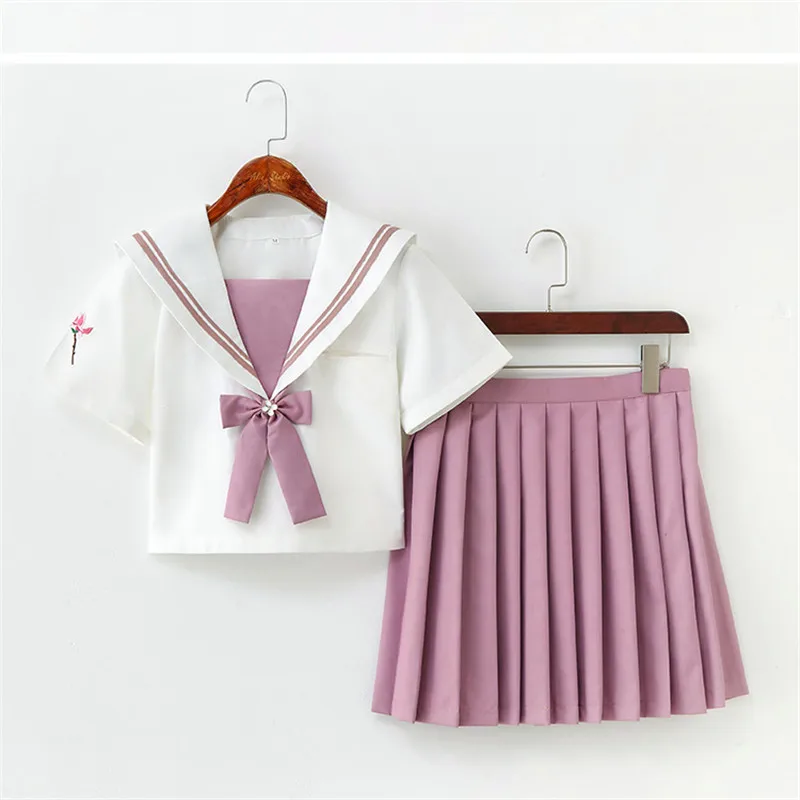 White School Uniform Cosplay Cute Long/Short Pleated Skirt Shirt Sets South Korea Japan Cheerleading Performance Sailor Suits