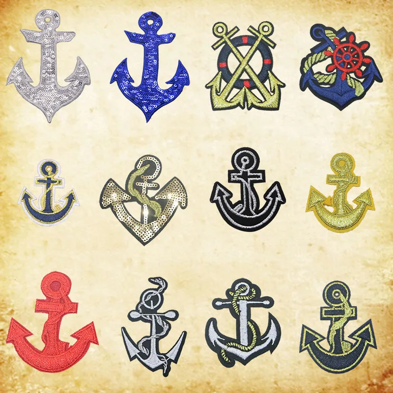 

Exquisite new gold embroidery anchor Military Patch wholesale iron clothes backpack jeans sticker DIY ironing Decal