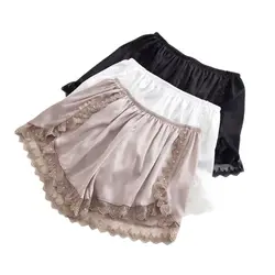 Shorts de renda solta para mulheres, shorts sensuais, cintura média, seda gelo, preto e branco, calcinha respirável, moda casual, plus size, novo