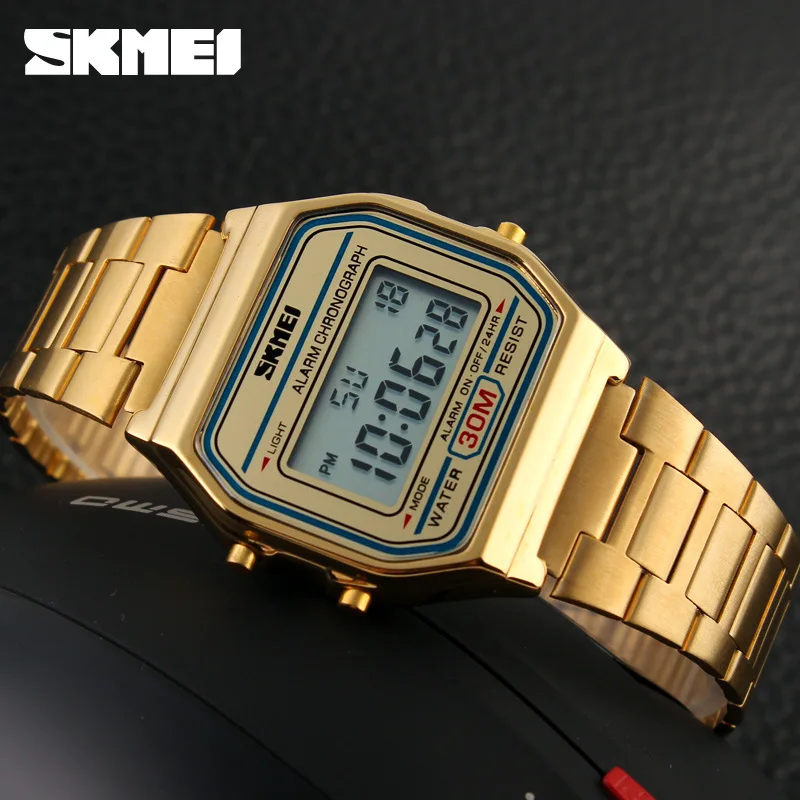 New Business Men Retro watch waterproof electronic watch fashion personality\'s watch thin strip relogio masculino digital SKMEI