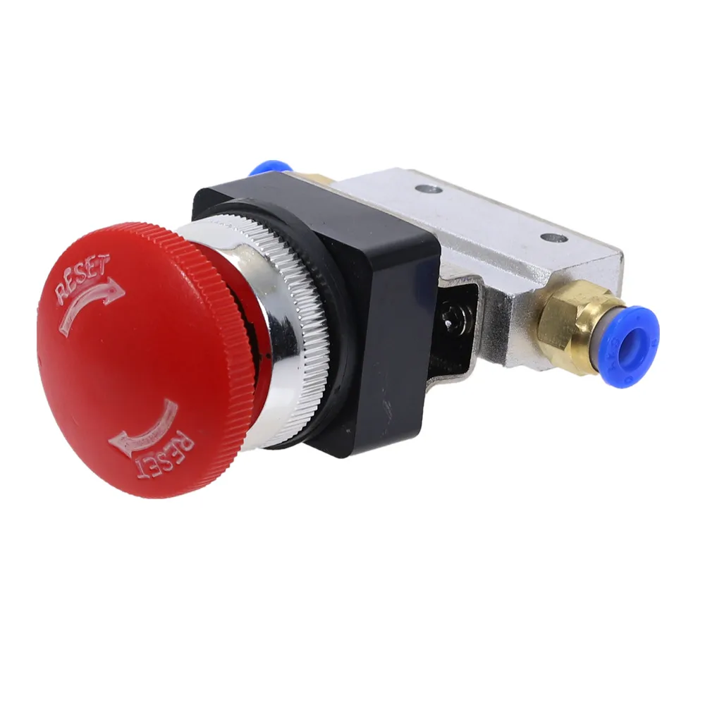 1PCS Red Mushroom Cap Emergency stop Button Self Lock 2 Position 3 Way Air Pneumatic Mechanical Valve MOV-3 1/8\