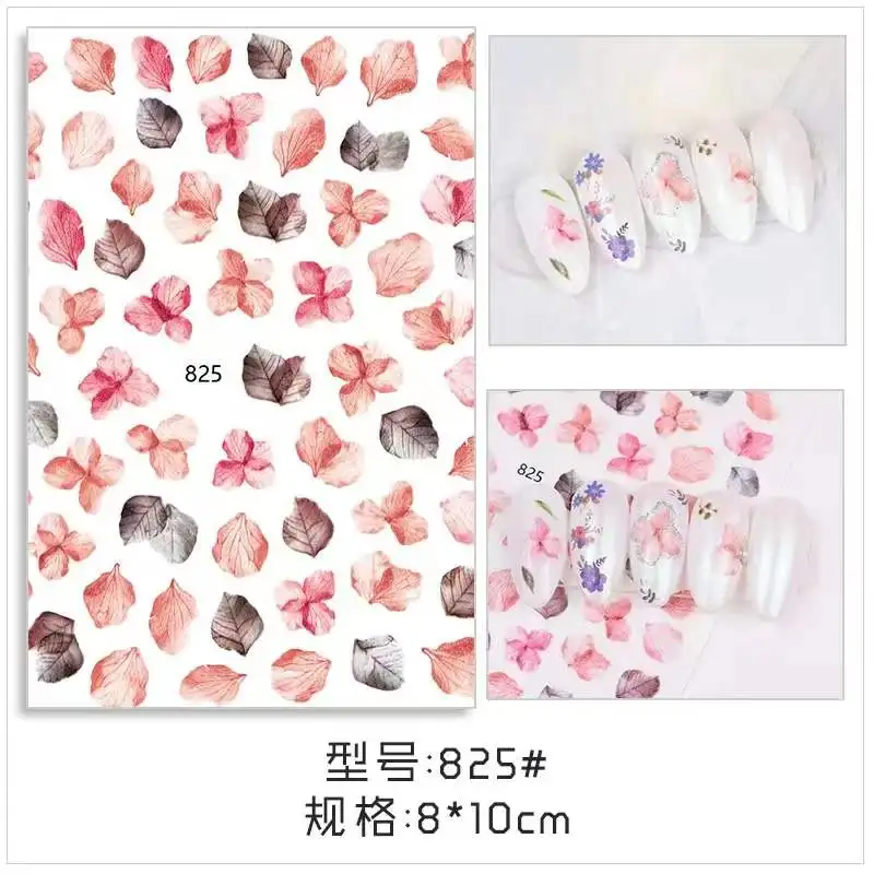 Nummer Serie 817 Gedroogde Bloemen Serie 3D Terug Lijm Zelfklevende Nail Art Nail Sticker Decoratie Tool Sliders Voor nail Decals