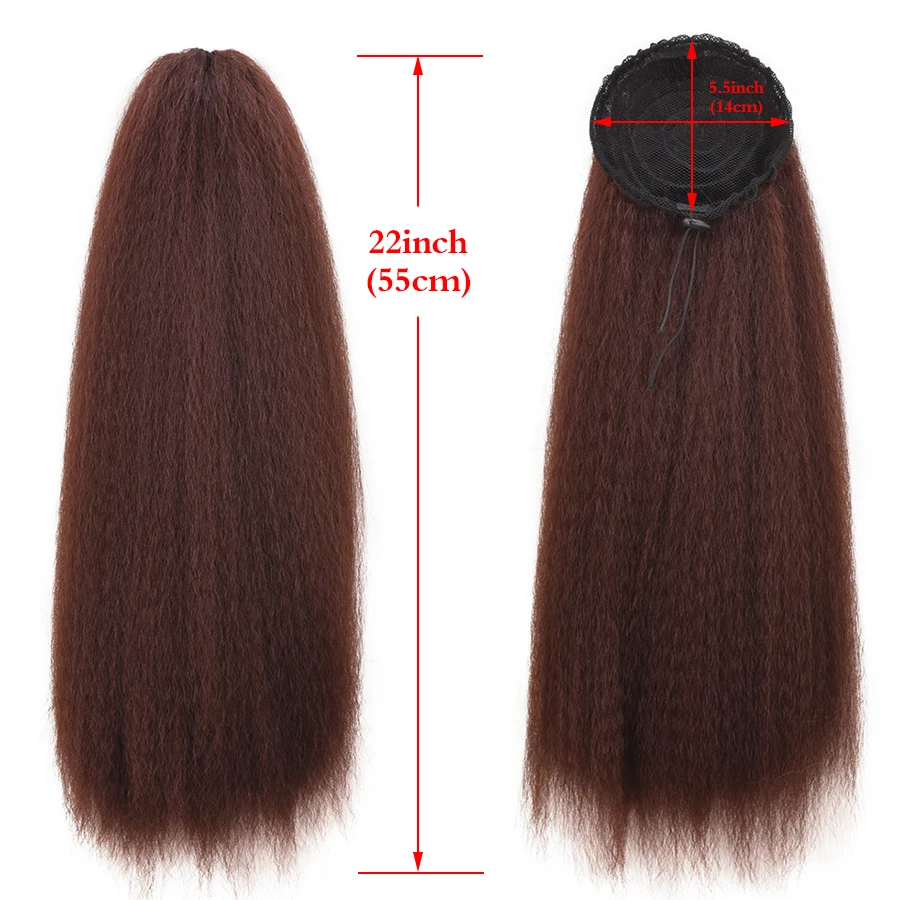 Synthetic Hair Long Afro Kinky Curly Ponytail Extension Yaki Straight  Drawstring Ponytail Hairpieces With Elastic Band