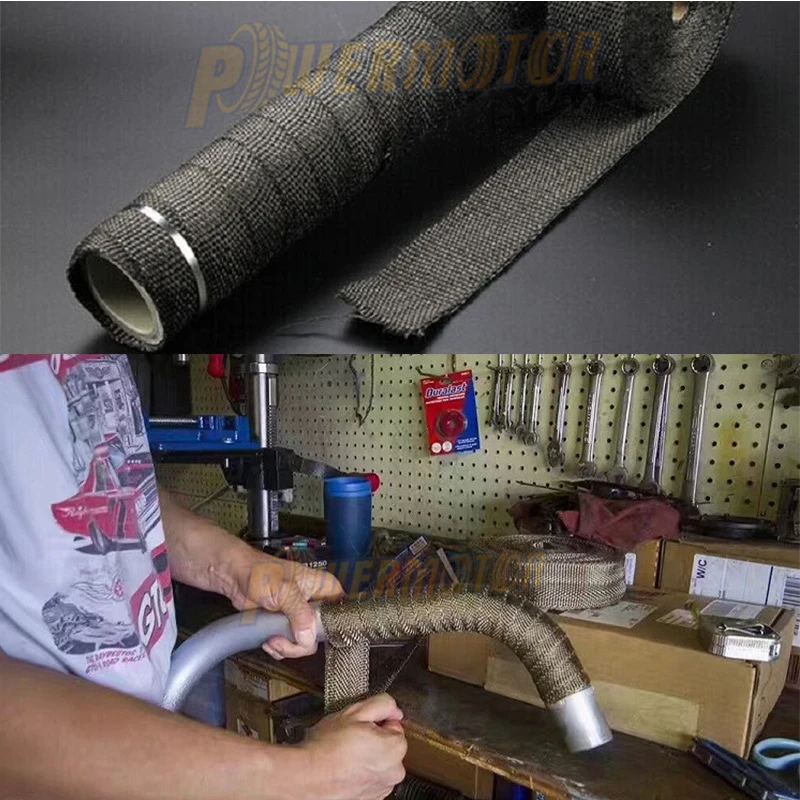 Motorcycle Exhaust Thermal Tape Moto Muffler Heat Wrap Car Exhaust Pipe Wrap Universal 5cm 5M Fiberglass Steel Enduro Motocross