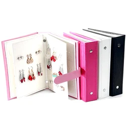 Portable 48 Holes Earrings Ear Studs Display Organizer Stand Leather Album Earring Holder Showcase Jewelry Organizer Box