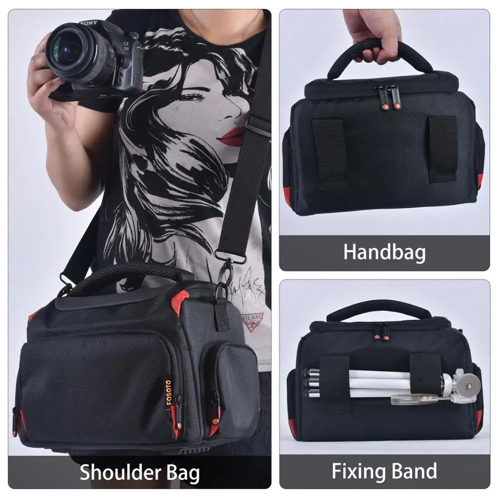 Fosoto Fashion Professional DSLR Camera Bag Waterproof Digital Shoulder Bag Video Camera Case For Sony Lens Canon Nikon Pouch