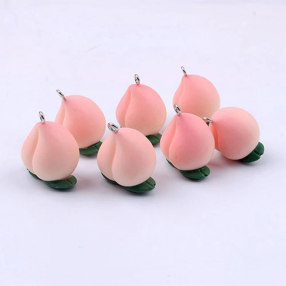 Yamily 10pcs/26*21mm Resin Peach Charm Simulation Friut Pendant For Women Girls DIY Necklace Earrings Jewelry Accessories