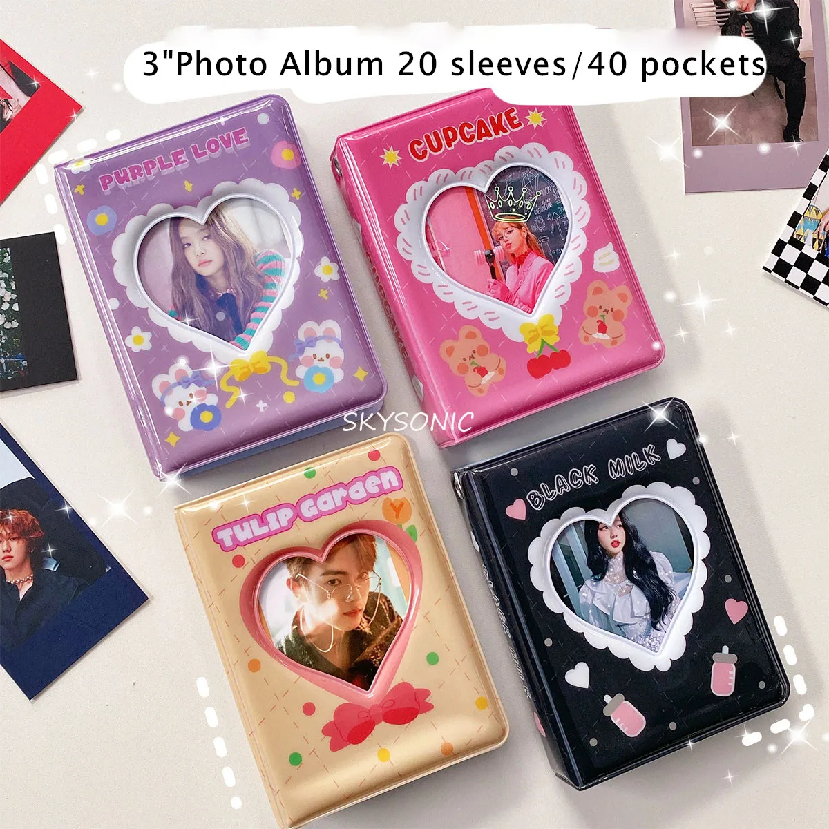 SKYSONIC New Arrival 40 Pocket Photocards Collect Book Card Holders Kpop Photo Album Holder Card Storage Organizer Stationary