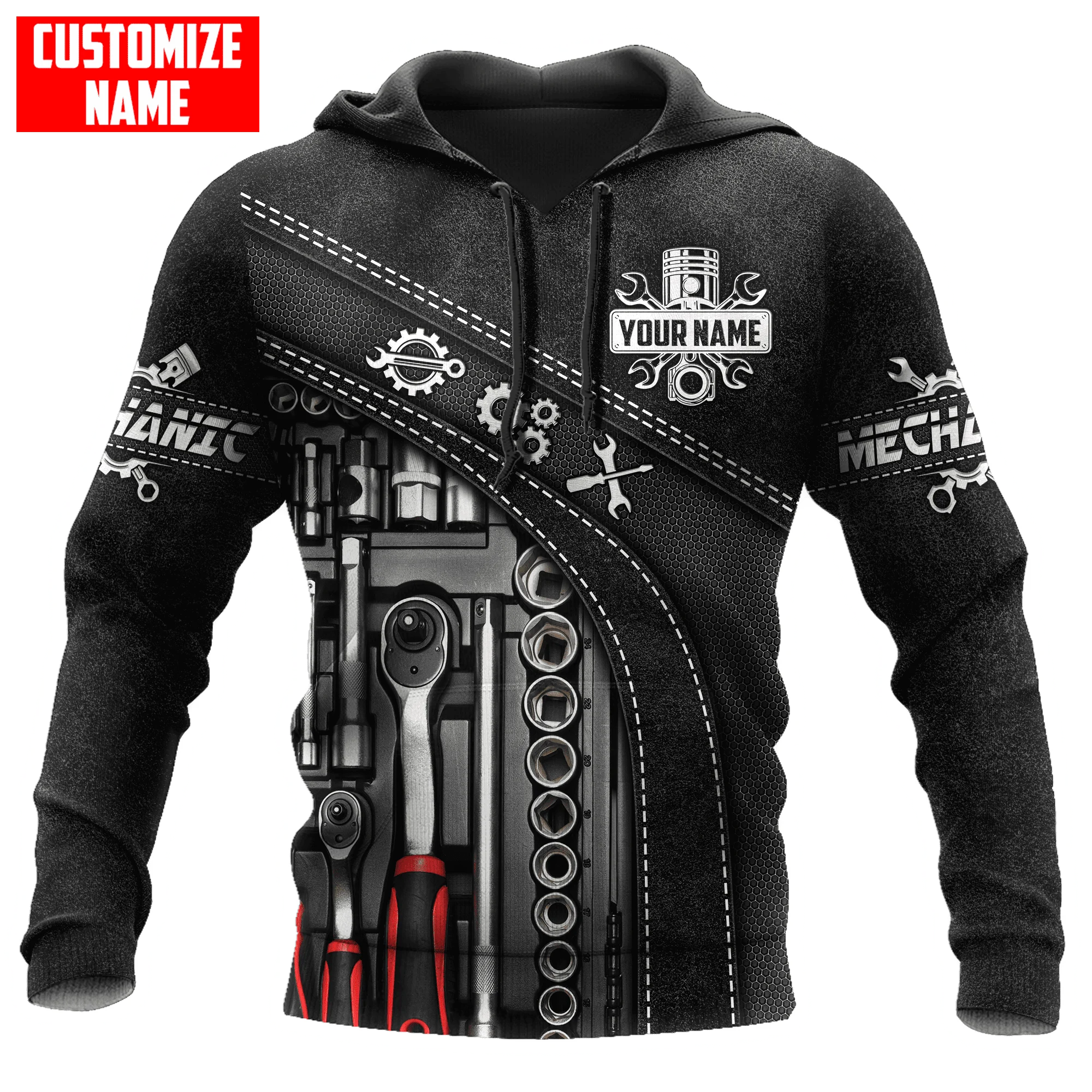 

Personalized Name Mechanic 3D All Over Printed Men Autumn Hoodie Unisex Hooded sweatshirt Streetwear Casual zipper hoodies DK432