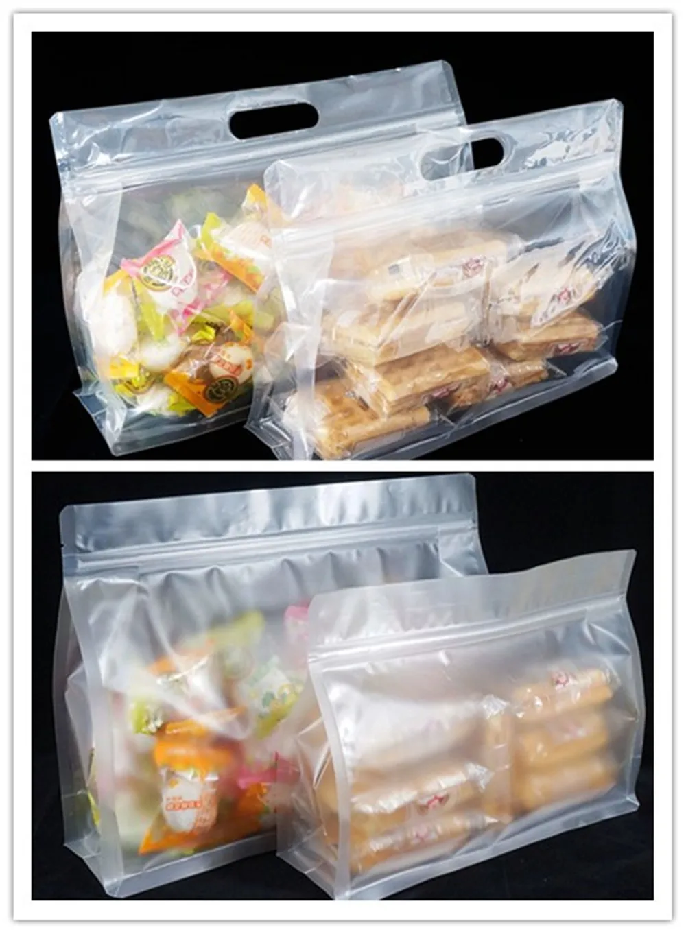 

Kitchen Organizer Bag 100pcs Self-Standing Transparency Plastic Food Doypack, Bulk Cookie/Candy Packing Pouch Zip Reclosable