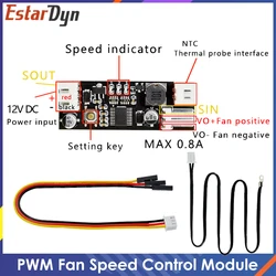 DC 12V wentylator regulator prędkości PWM regulator prędkości 2-3 przewodowy przełącznik kontroli temperatury komputerowy dla PC wentylator do procesora Alarm STK IC