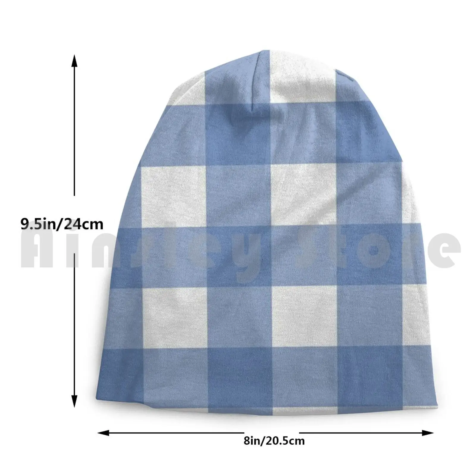 Chambray Blue Buffalo Plaid Beanies Knit Hat Hip Hop Chambray Blue Buffalo Blue Checkered Blue And White image 6