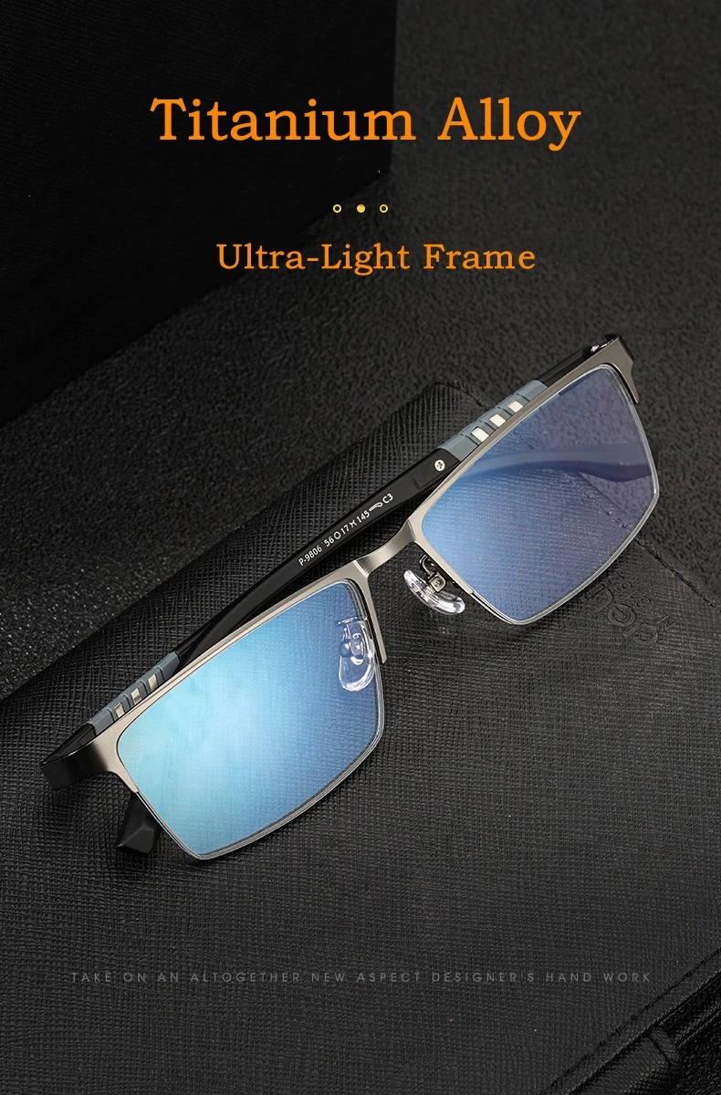 YIMARUILI Business Ultraleicht Titan Legierung Brillen Rahmen Myopie Fashio Optische Verordnung Halb Rahmen Brillen Männer P9806 – Detail 1