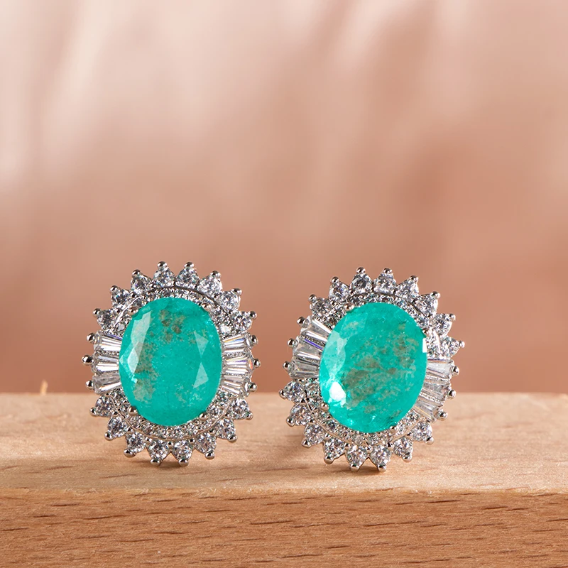 Cellacity-pendientes de plata de ley 2022 100% con piedras preciosas de turmalina Paraiba, joyería fina para fiesta de boda, regalo, 925