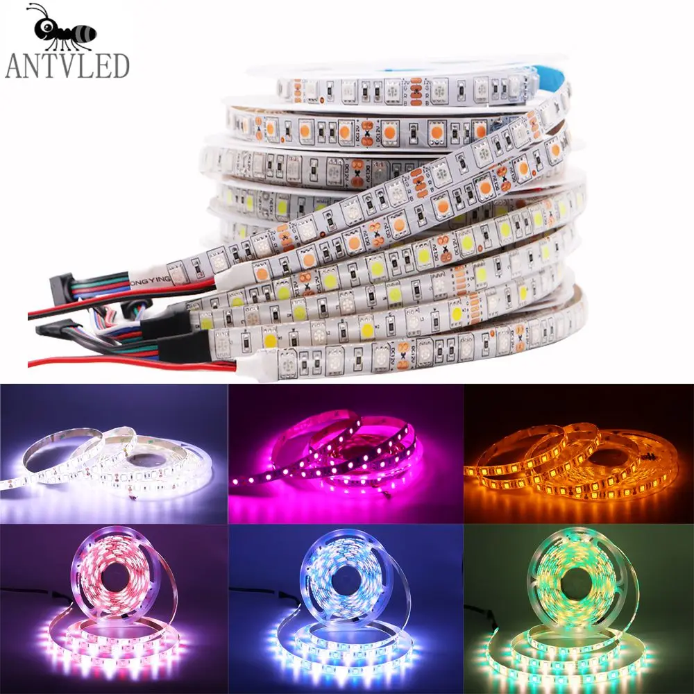 Led Strip 5050SMD Flexible Led Light Highlight 5M White PCB , White/Warm Withe/Green/Blue/RGB/RGBW/RGBWW  60Leds/m DC12V
