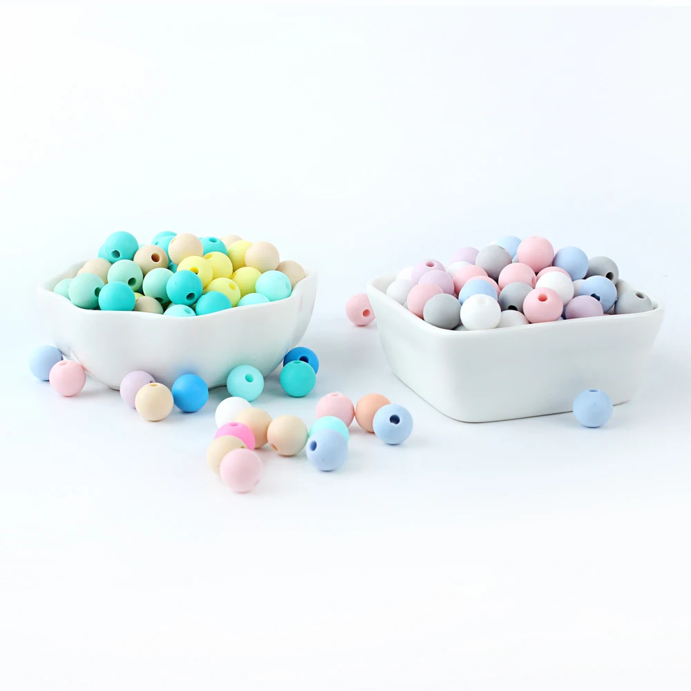 20pcs 9mm Silicone Round Beads Baby Rodent Chewable Teething Pacifier Chain BPA Free Food Grade Silicone Baby Product Bead Pearl