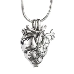 Fashion Anatomical Heart Necklace Cremation Organ Pendant Urn for Memorial Jewelry