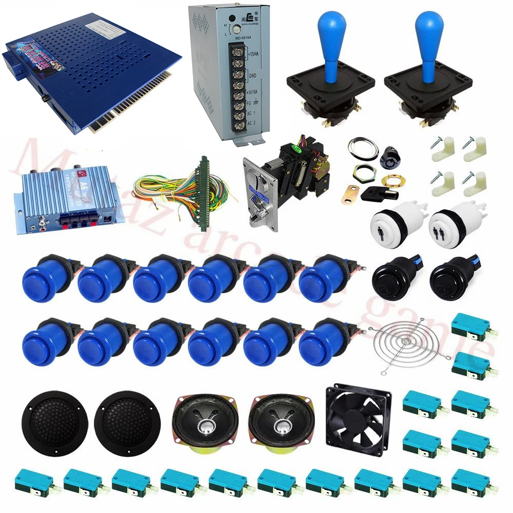 2Player DIY Jamma Arcade game kit parts Game Elf 750 in 1 multigame pcb board with American Happ style joystick&28mm Push button