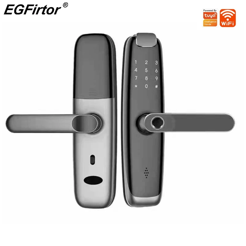 

EGFirtor Wifi Smart Door Lock APP Remote Fingerprint Printing Password Touch Screen Anti-theft Home Alarm Wooden Access Control