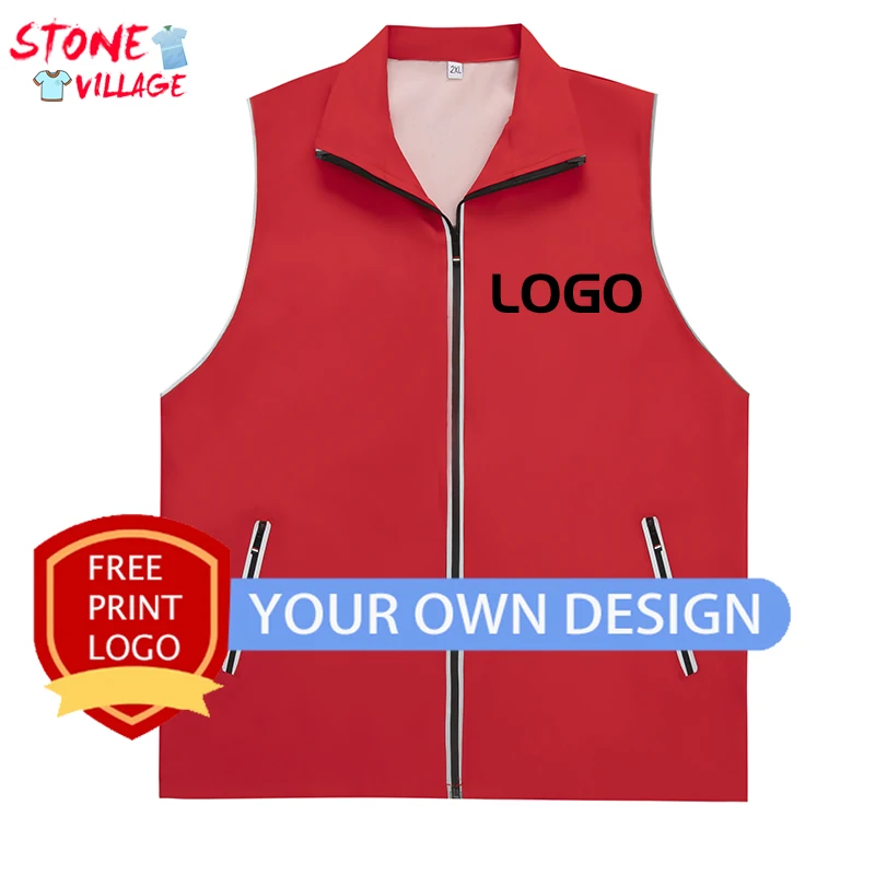 Men's Clothing Printing Waistcoat Volunteer Propaganda Culture Vest Supermarket Workwear Advertising T-shirt Vest Custom  Logo