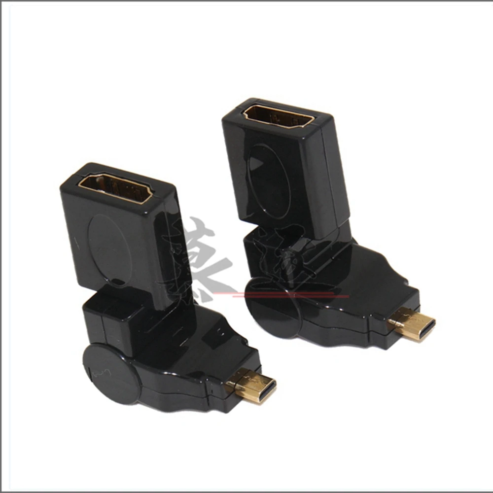 Micro HDTV- compatible Male To HD Female 180/360 Degree Rotating 90 Right Angle Adapter Convertor Cable for Tablet